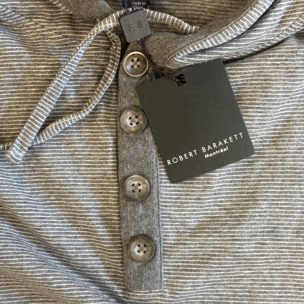 Robert Barakett Montreal Caesar Hoodie Men's M Gray Warm Ash Striped NWT - Picture 4 of 9